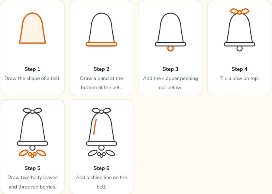 How to Draw a Christmas bell · क्रिसमस घंटी — printable preview