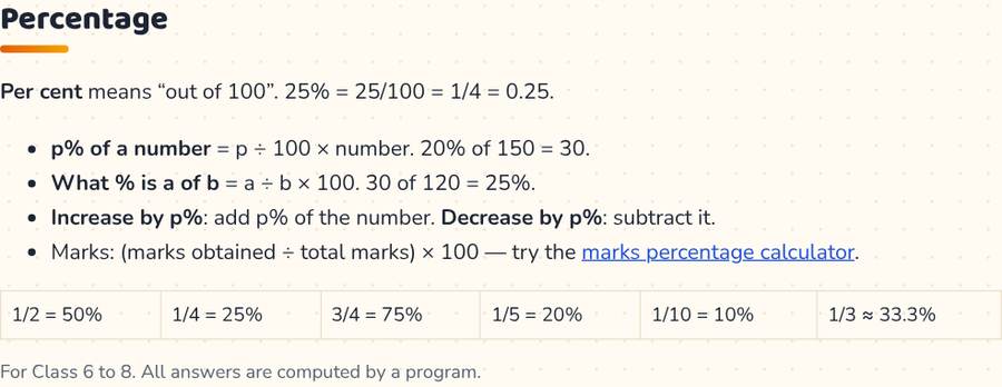 Percentage · प्रतिशत — printable preview