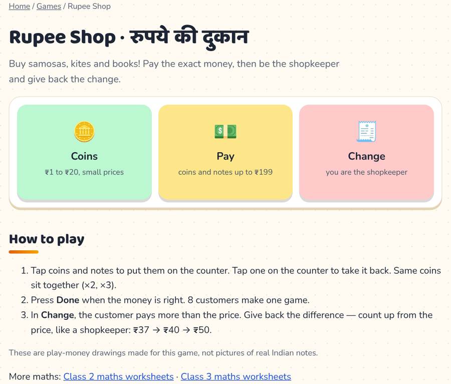 Rupee Shop · रुपये की दुकान — printable preview