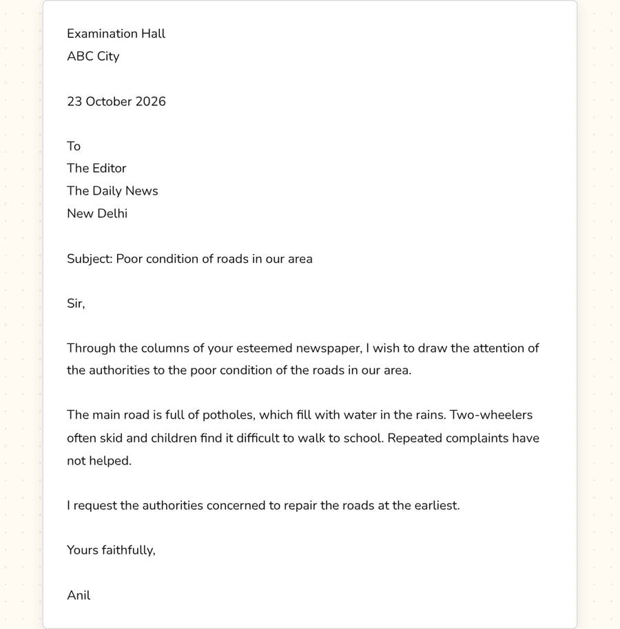 Formal Letter Format — printable preview