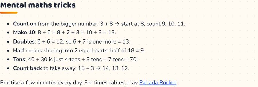 Mental Maths for Class 1 to 3 — printable preview