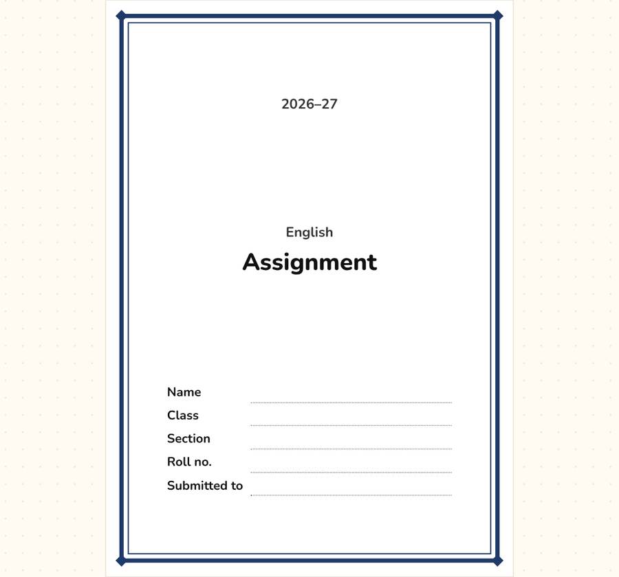 Assignment Front Page — printable preview