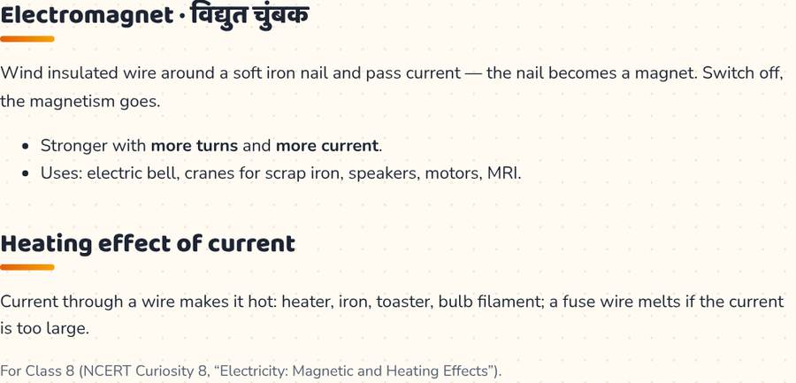 Electromagnet · विद्युत चुंबक — printable preview