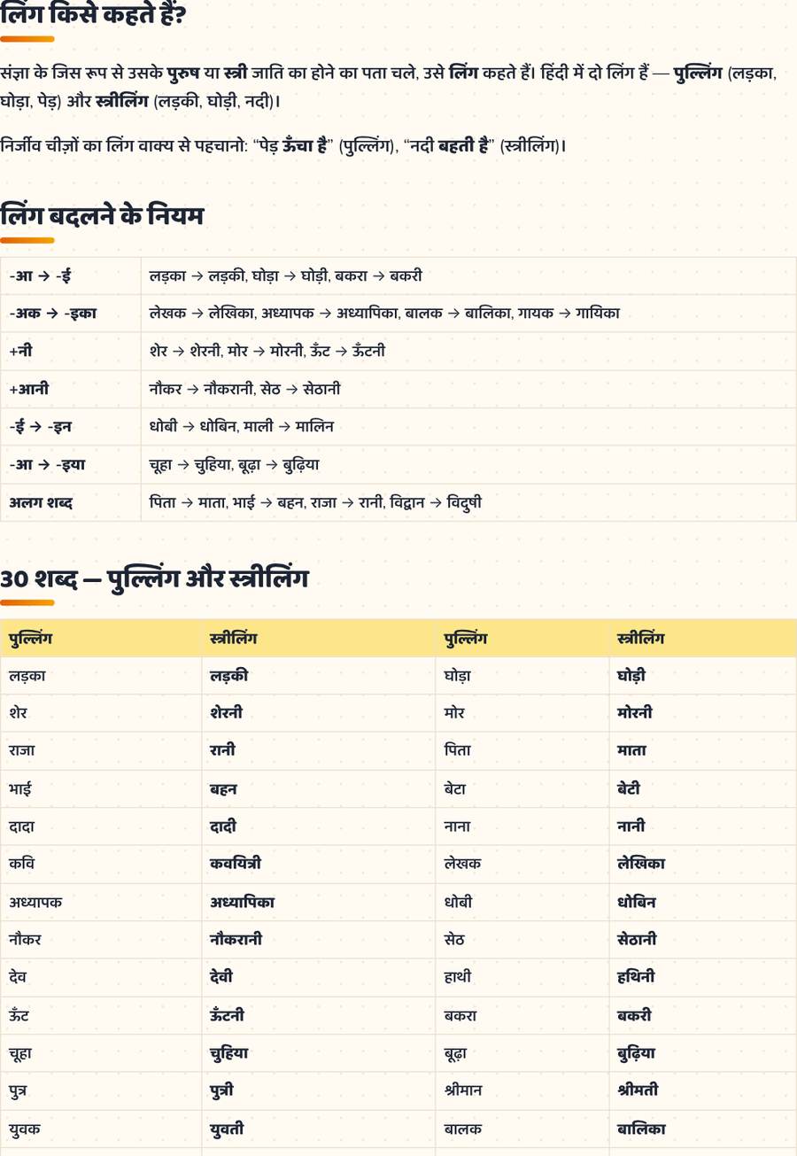 लिंग · पुल्लिंग और स्त्रीलिंग — printable preview